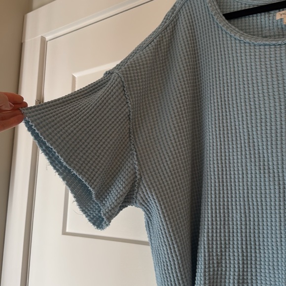 Anthropologie Pilcro Short-Sleeve Waffle Tee in Baby Blue - Picture 5 of 6